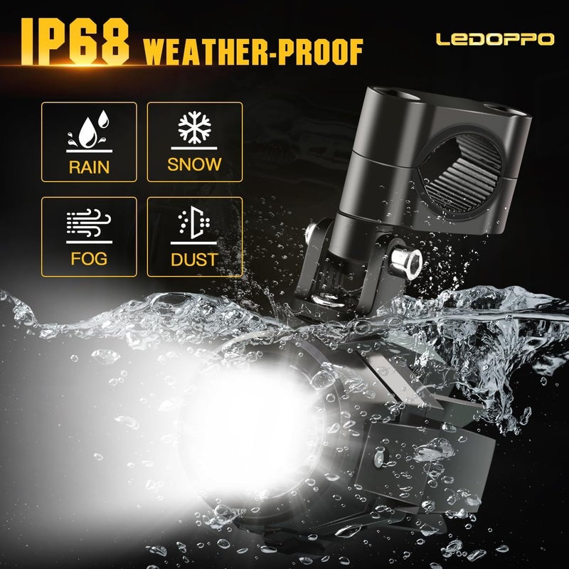 LEDOPPO Motorcycle Auxiliary Lights Kit LED Spot Driving Fog Lights White with Switch Wiring Harness Clamp Mount Brackets Kit for R1200GS K1600 ADV Adventure Touring Motorcycle E-Bike - Image 3